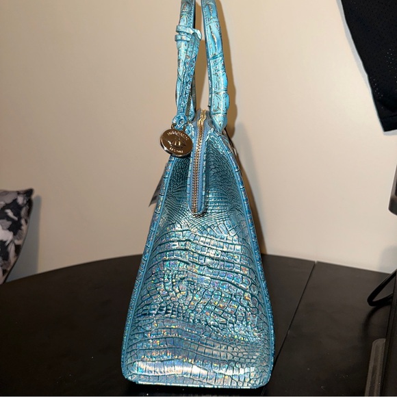 Brahmin Caroline Arctic Blue Melbourne Genuine Leather Large Satchel Purse New - Picture 5 of 16